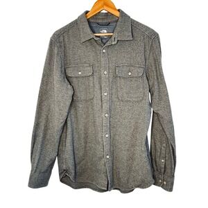 The‎ North Face Mens M Gray Long Sleeve Button Up Shirt Two Pocket Casual FLAWED